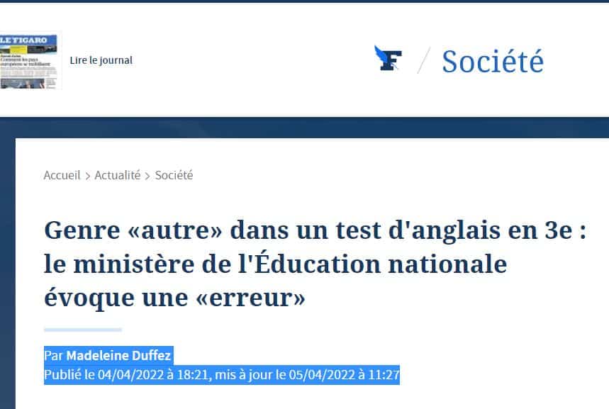 figaro identité de genre education nationale test anglais